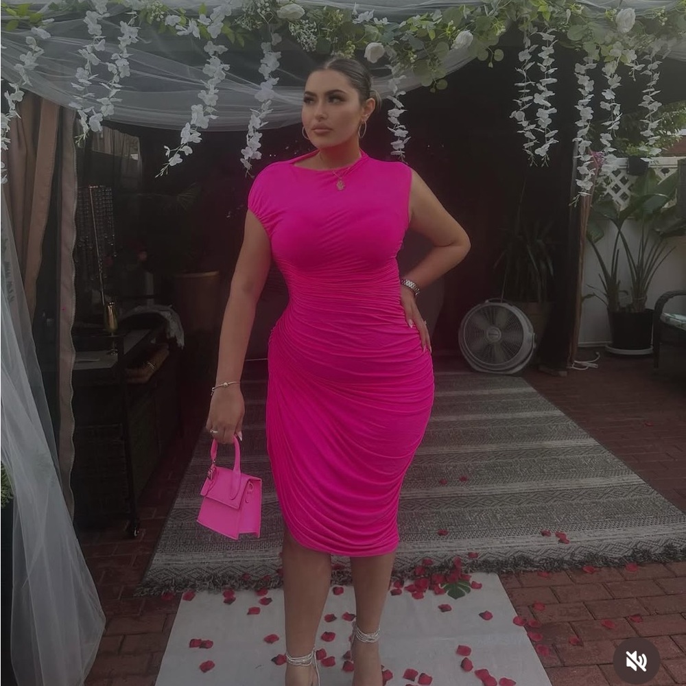 Hot Pink Midi Dress-Akira-Size XL